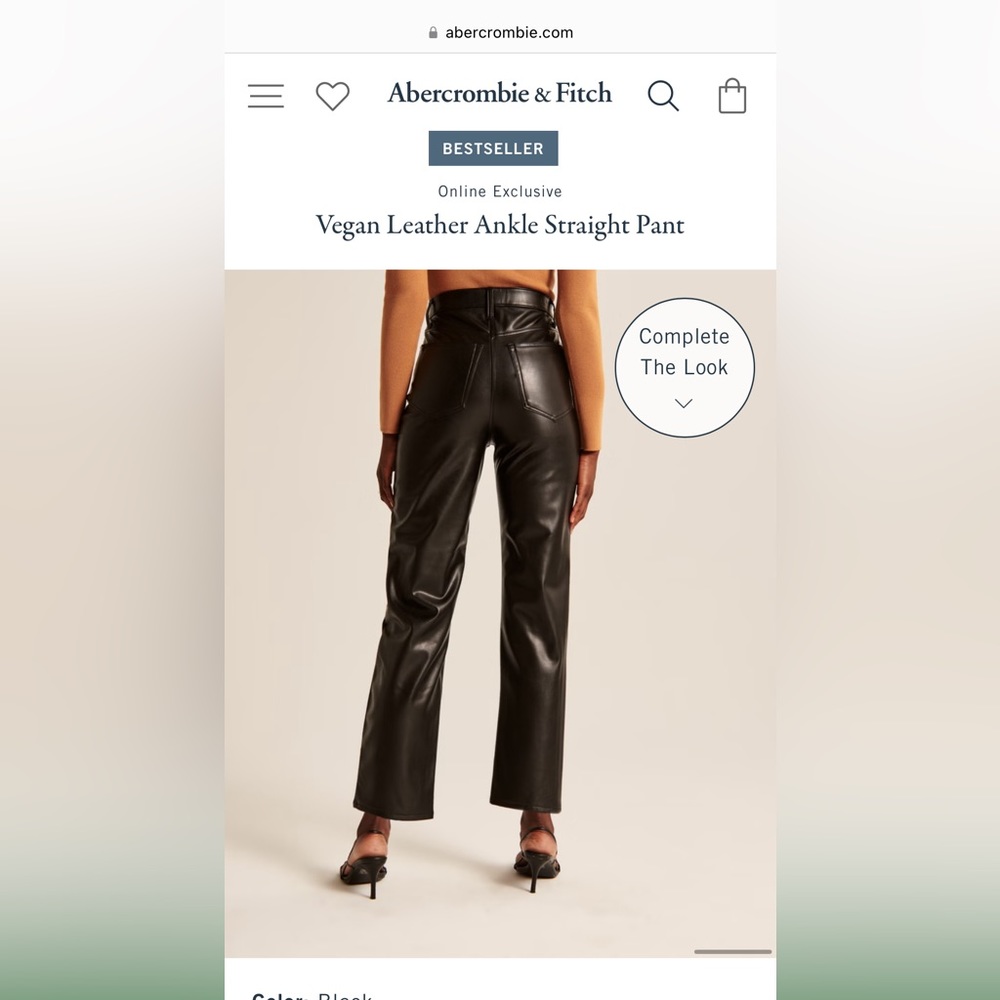 Ankle straight vegan Abercrombie leather pants